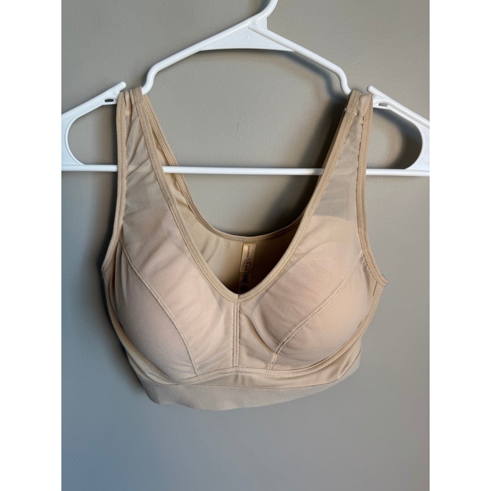 Rhonda Shear Womens Beige Mesh Wireless Bra Small Comfort Lounge Basic